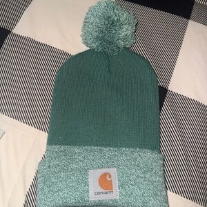 Carhartt Teal Knit Beanie with Pom